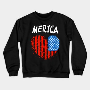 Merica Love Heart Patriotism Grunge Vintage Crewneck Sweatshirt